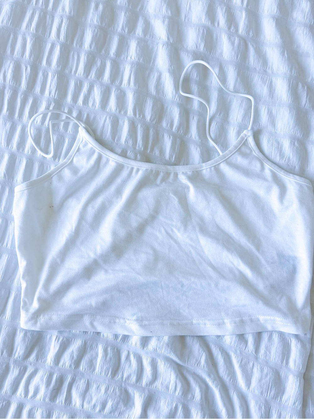 White Spaghetti Strap Cropped Tank